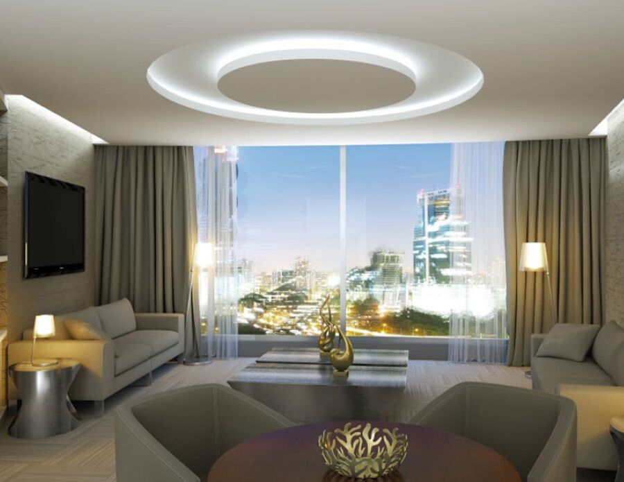 Hotel Las Americas Golden Tower Panama Luaran gambar A living room with a view of the city